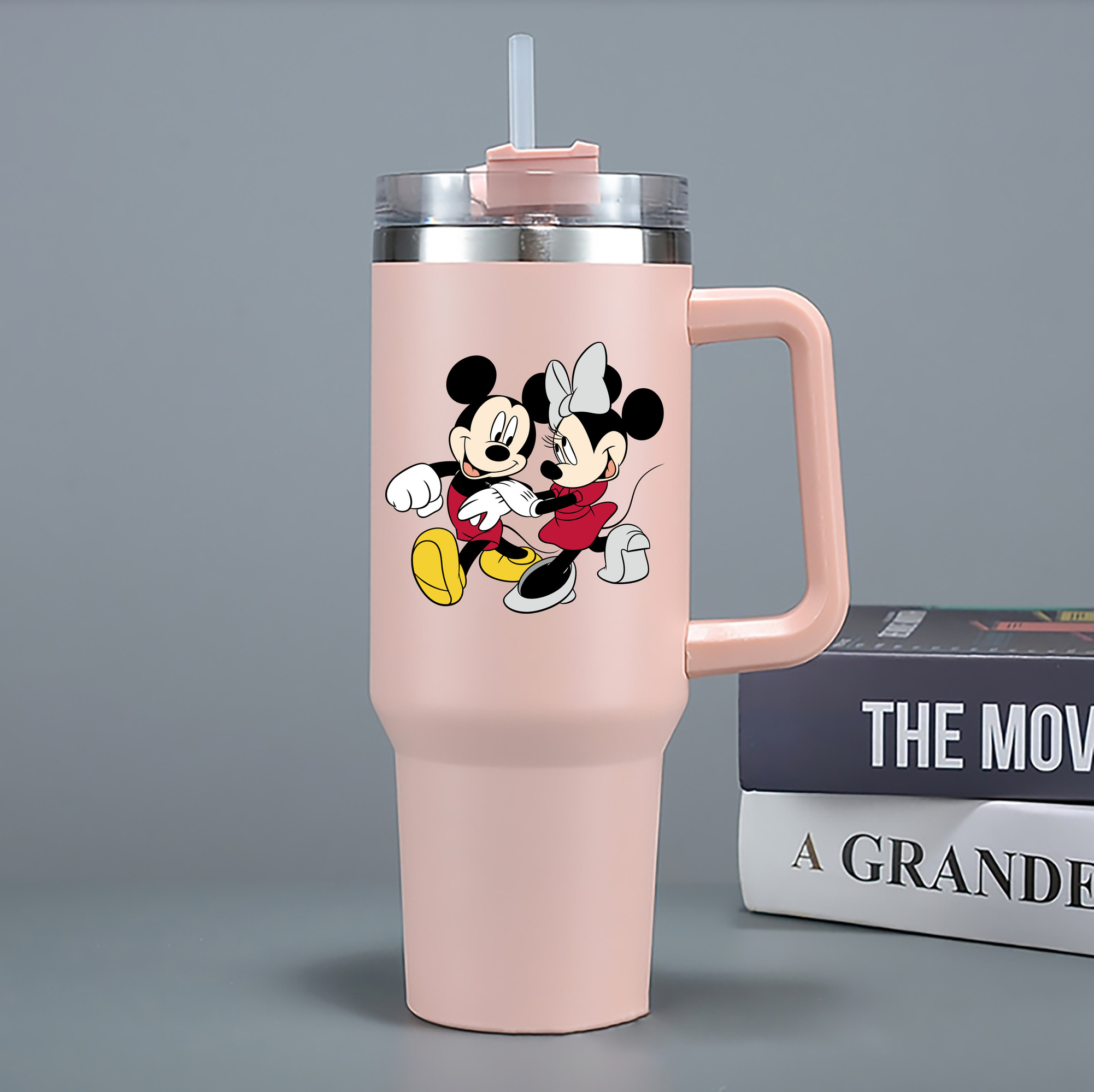 （画像用） ミッキーマウス Mickey Mouse 1200mL車用タンブラー - クリスタルステッカー（プラスチックストロー付き）